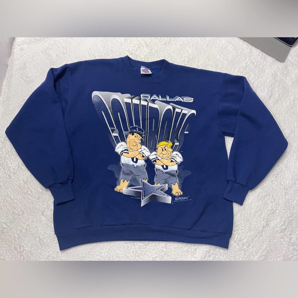 Vintage 90s  blue Dallas Cowboys  flinestones crewneck Sweatshirt X-Large